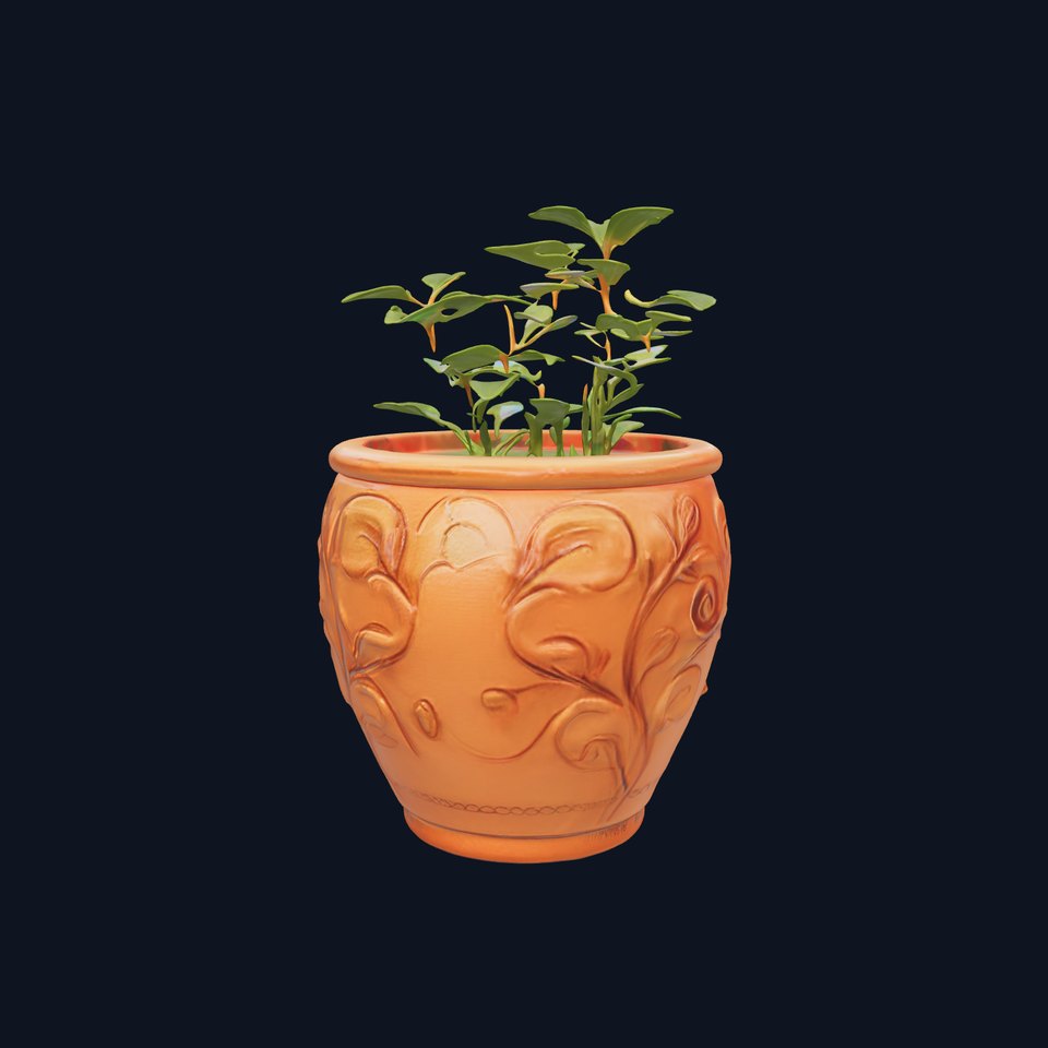 Decorative Plant Pot with Foliage Model Pack